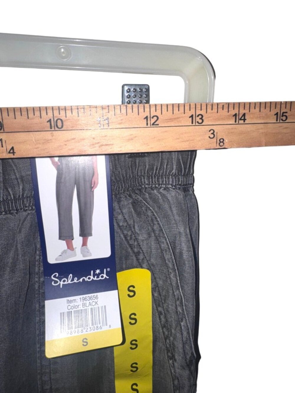 Splendid Womens Black Capri Pants Size S 100% Lyocell Elastic Waistband & Pocket - Picture 9 of 10